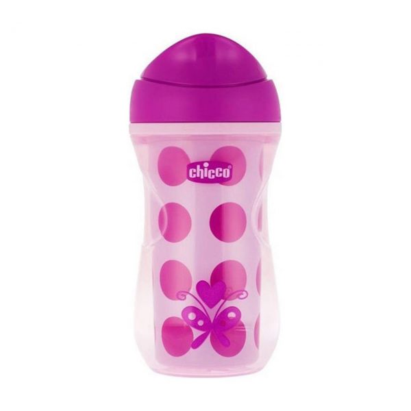 لیوان آبمیوه خوری دوجداره دخترانه چیکو طرح پروانه صورتی Chicco