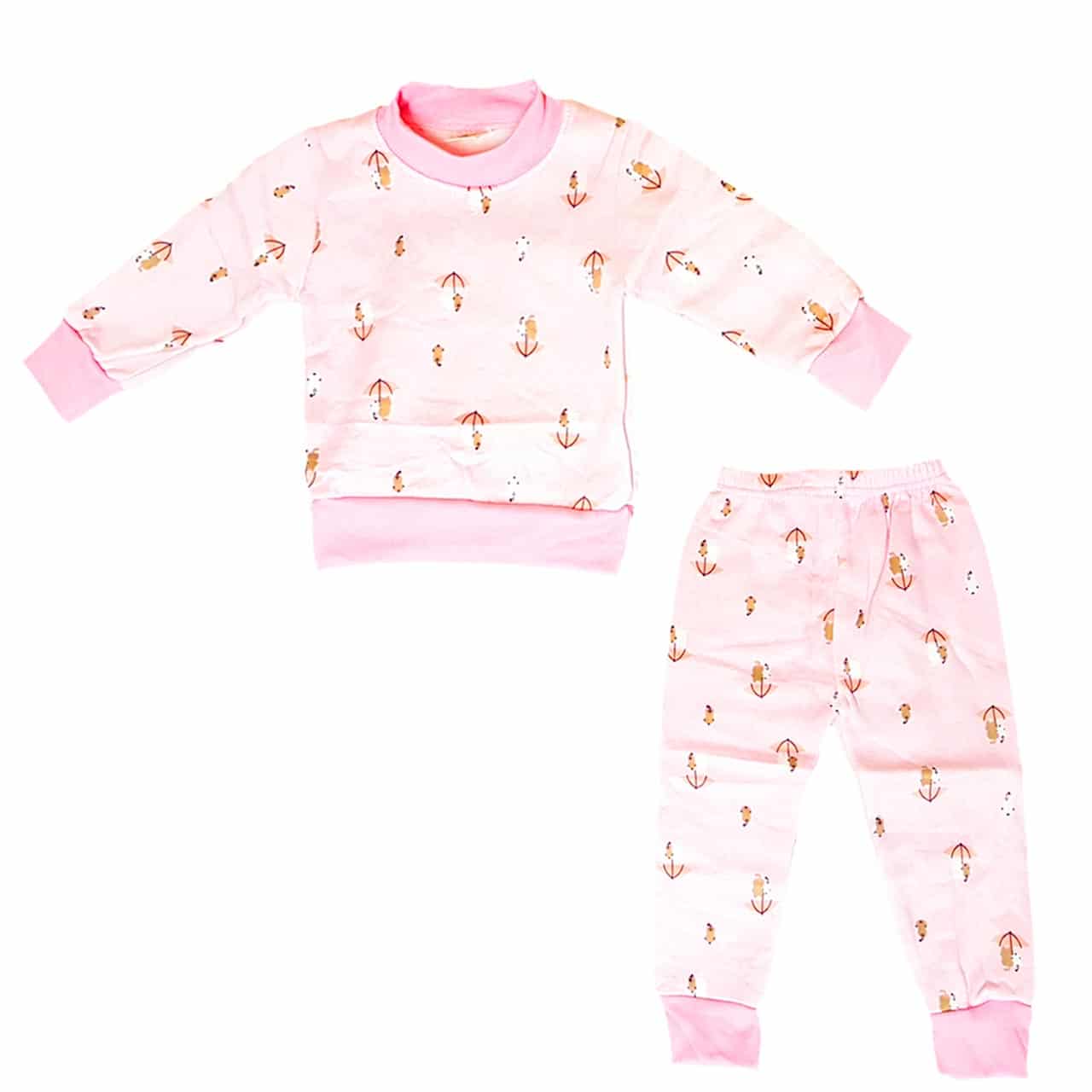 بلوز و شلوار راحتی پاییزه طرح صورتی چتری