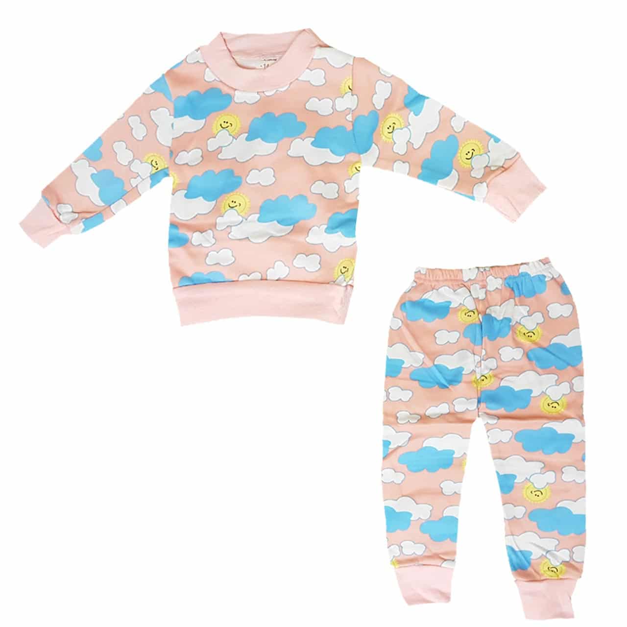 بلوز و شلوار راحتی پاییزه طرح ابر و خورشید